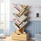Modern Book Shelf Strong Bearing Capacity Space Saving With Drawer Book Storage 8-Tier Wooden Tree Bookshelf Living Room